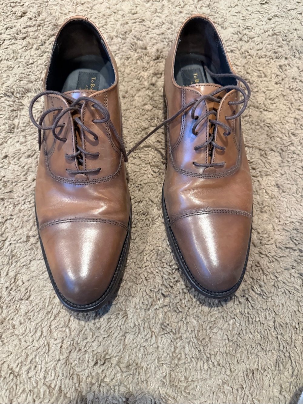 To Boot New York Brown Leather Cap-Toe Derby Shoes